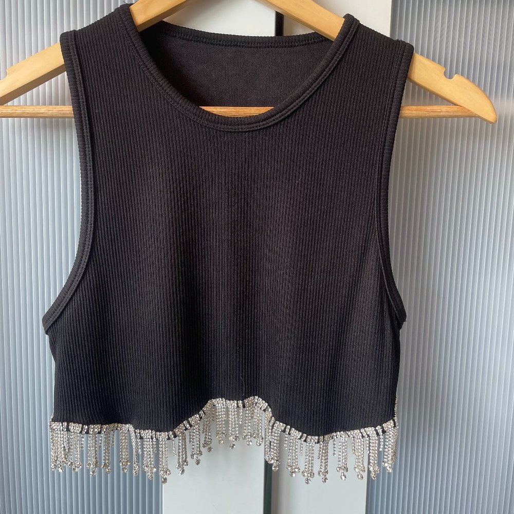 Black and rhinestone crop top!